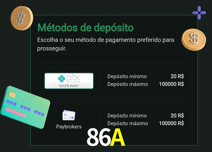 O cassino 86A oferece uma grande variedade de métodos de pagamento